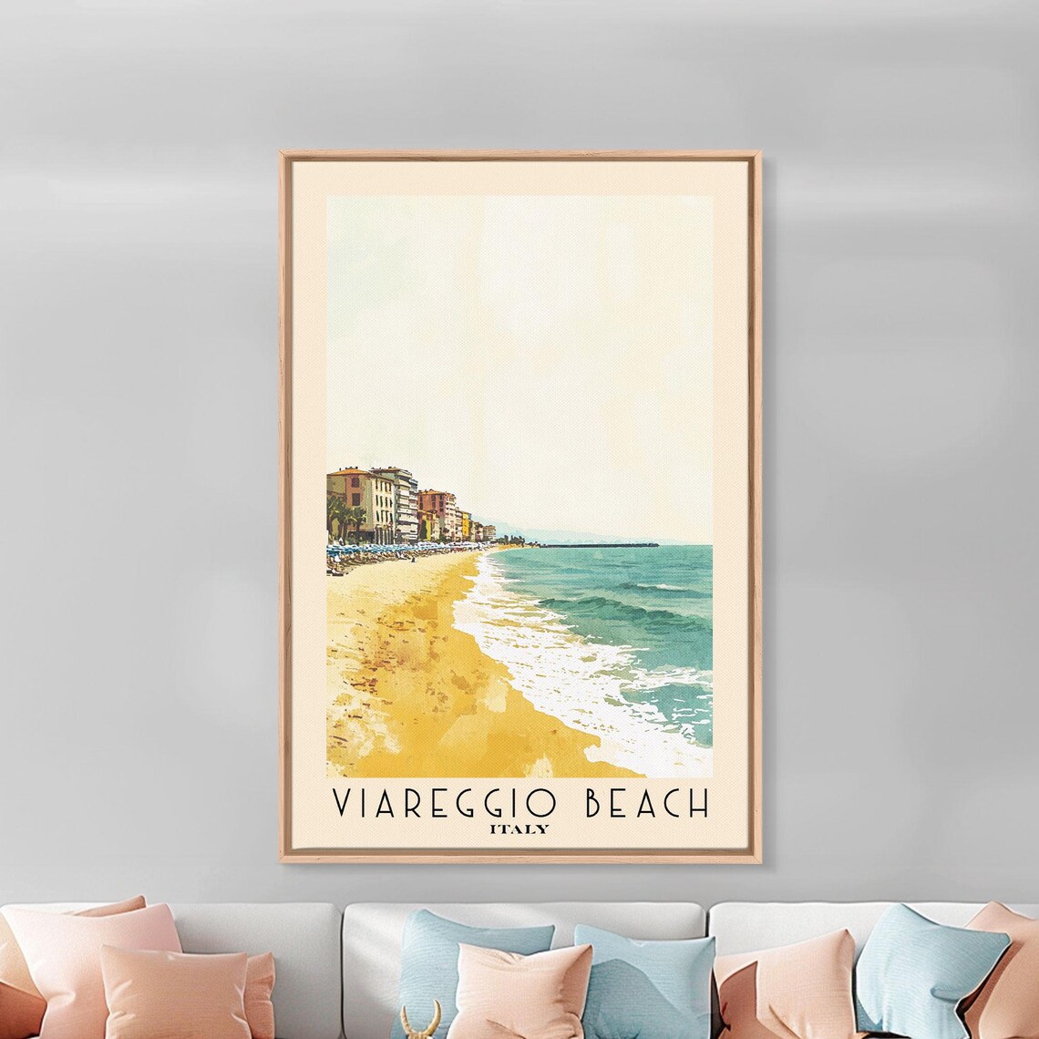 Viareggio Beach Italy Golden Sand Waterfront Turquoise Sea Poster - Image 2