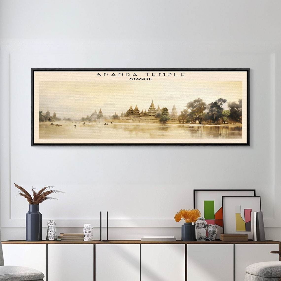 Ananda Temple Myanmar Golden Spires Water Reflection Travel Poster - Image 6