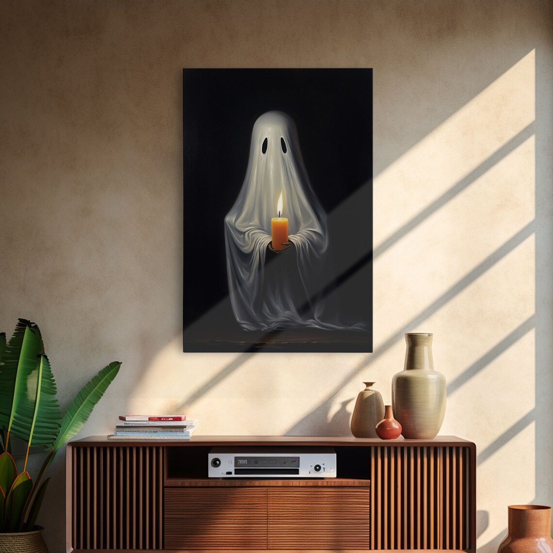 Victorian Halloween Ghost Holding a Candle, Art Print - Image 5