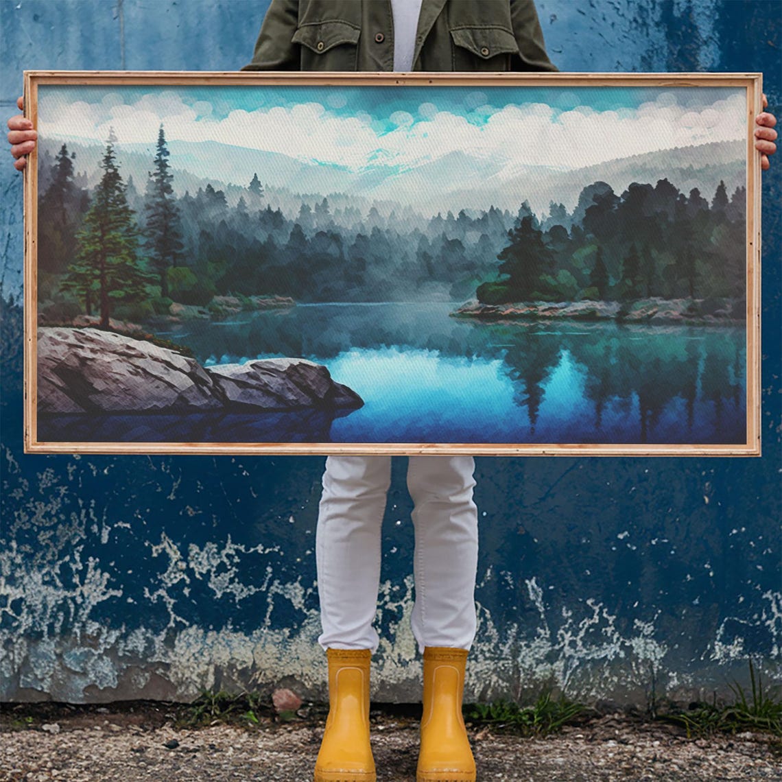 Blue Lake Art Framed Print Blue Lake Painting Oregon Lake House Decor Guest Room Landscape Painting Trillium Lake Painting - Image 6
