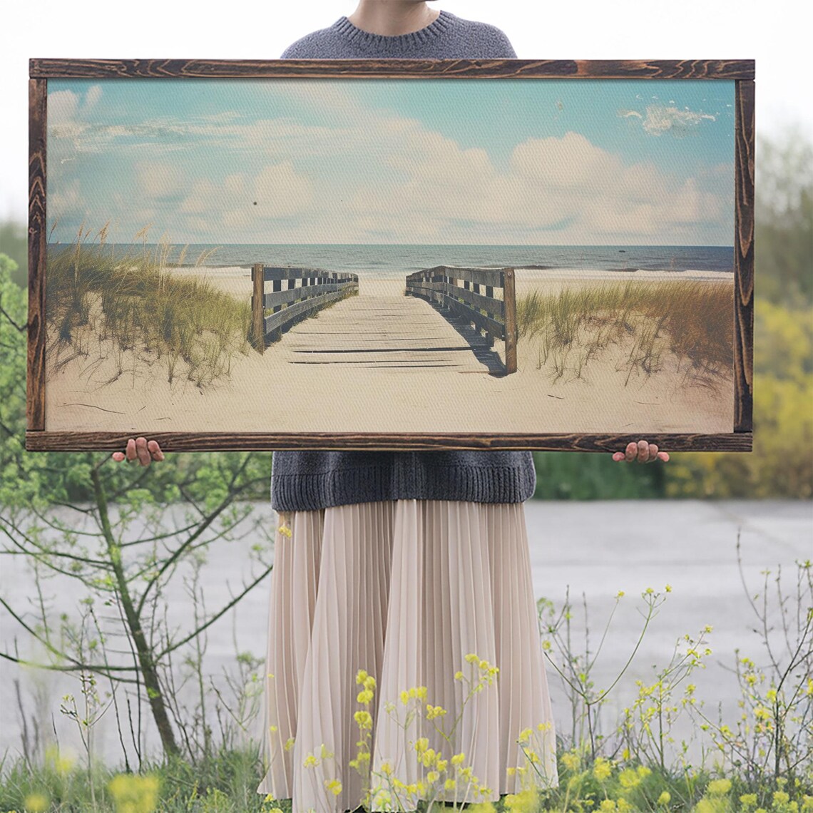 Wooden Boardwalk To The Beach Sand Dunes Ocean Coastal Travel Poster - Image 2