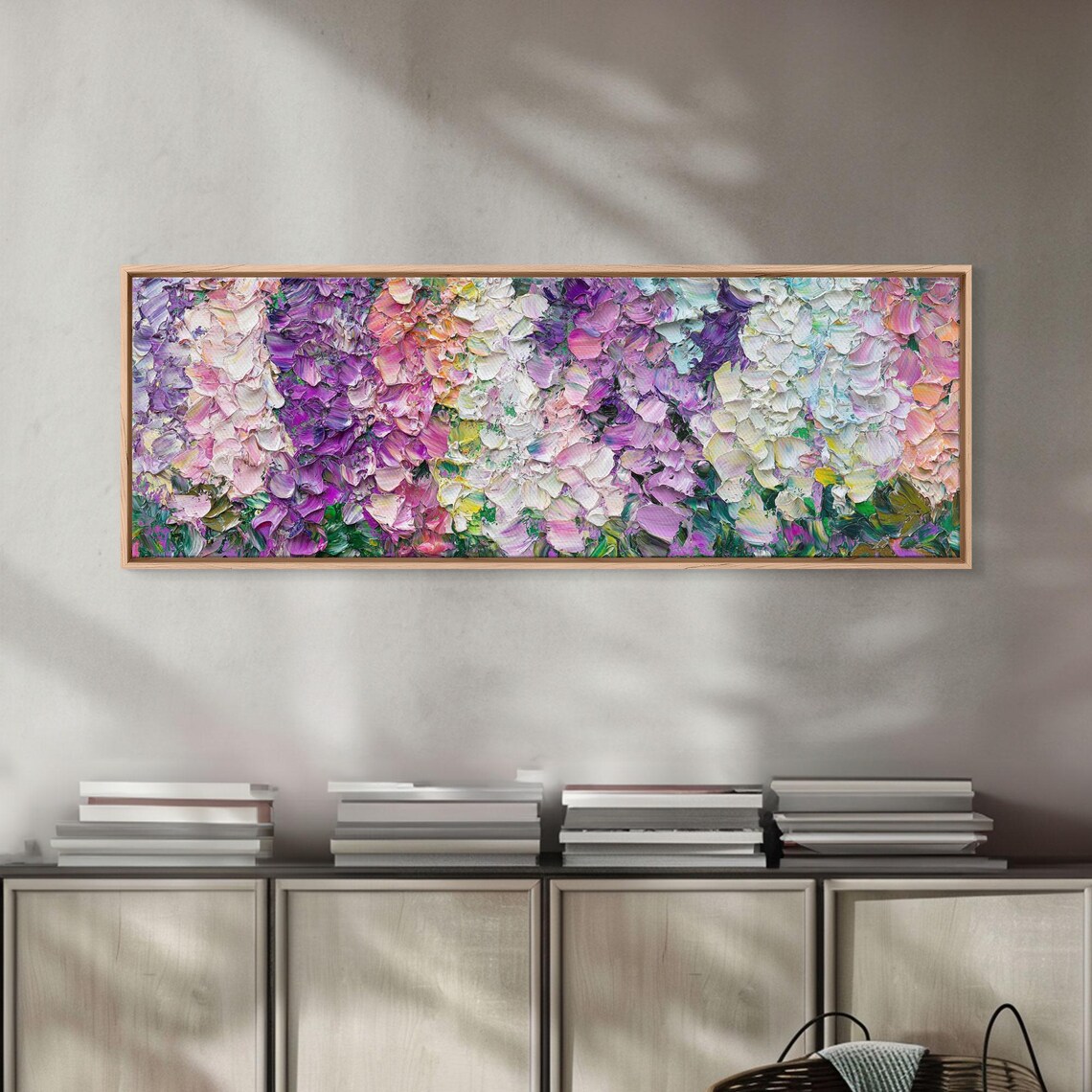 Pink Purple Impasto Floral Abstract Blossoms Oil Painting Art Poster - Image 3