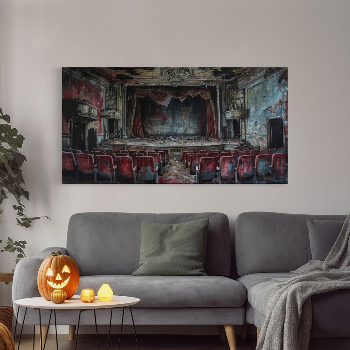 Creepy Abandoned Theater Red Seats Decaying Stage Macabre Dark Academia Print - Image 4