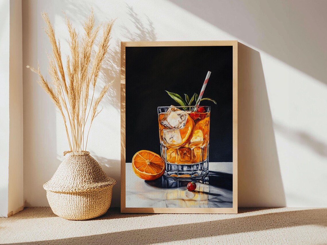Whiskey Sour Watercolor Painting Print Cocktail Art Bar Decor Bar Cart Art Cocktail Wall Art Cocktail Painting Home Bar Decor