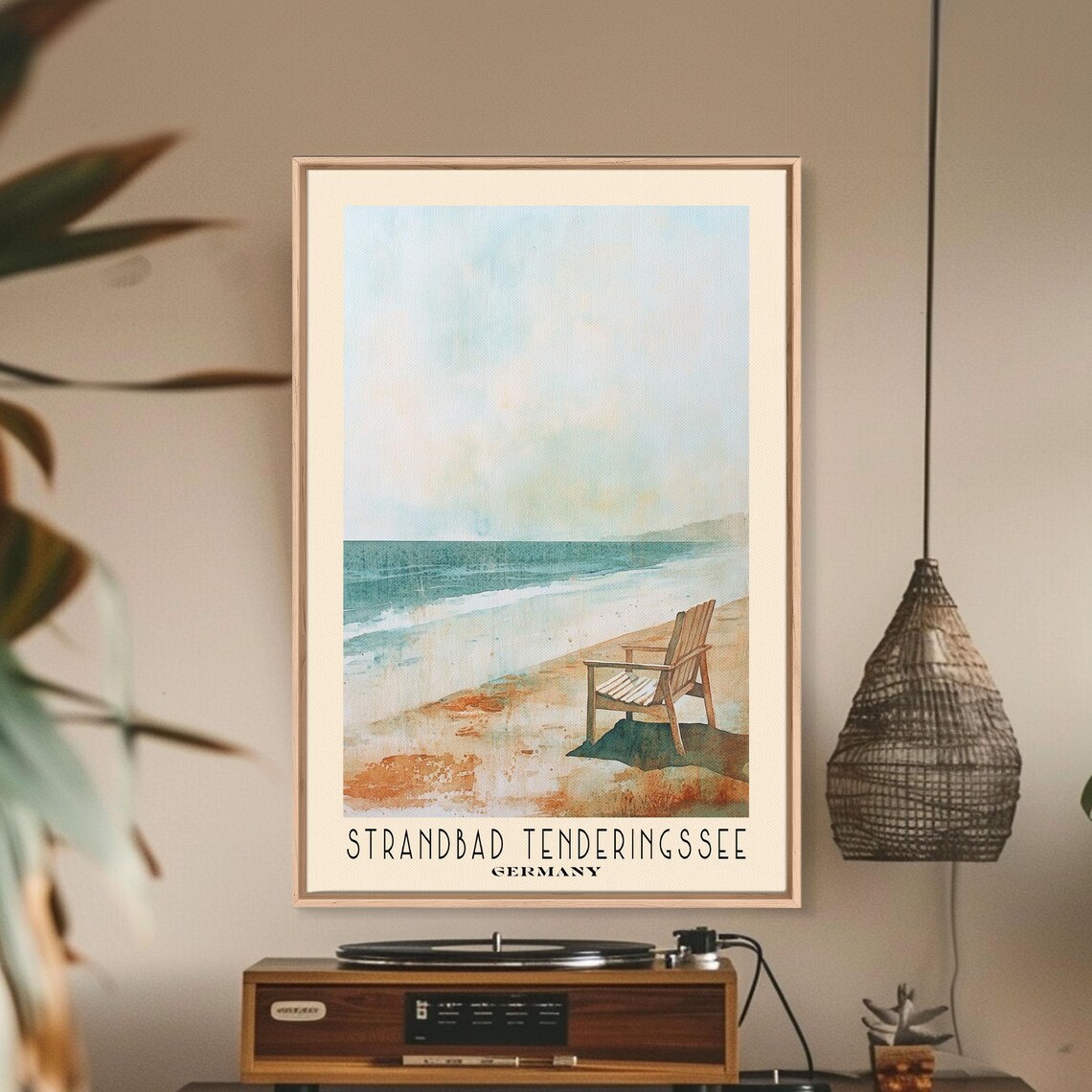 Strandbad Tenderingssee Germany Lone Chair Calm Lake Soft Poster - Image 3