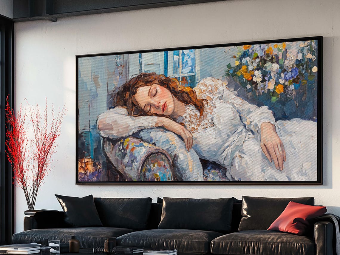 Sleeping Woman Impressionist Oil Painting Romantic Bedroom Poster - Image 2