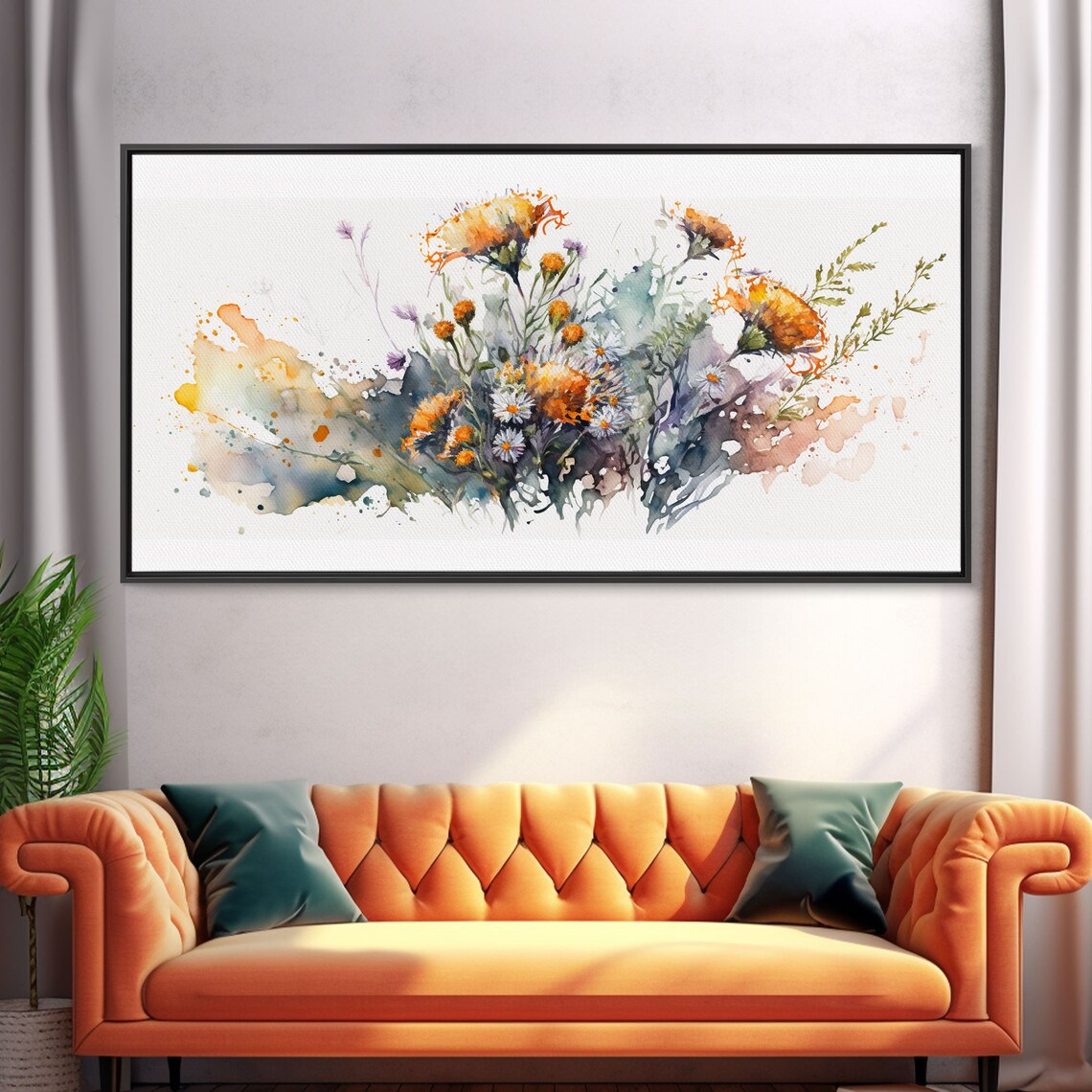 Rustic Farmhouse Floral Watercolor Wall Art Print