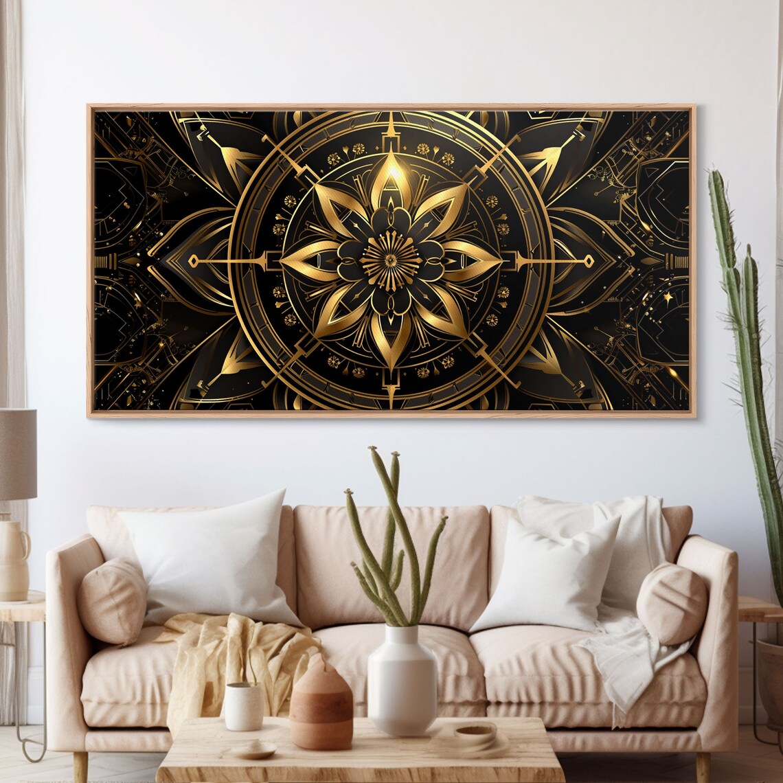Black Gold Art Deco Floral Mandala Geometric Medallion Luxury Poster - Image 3