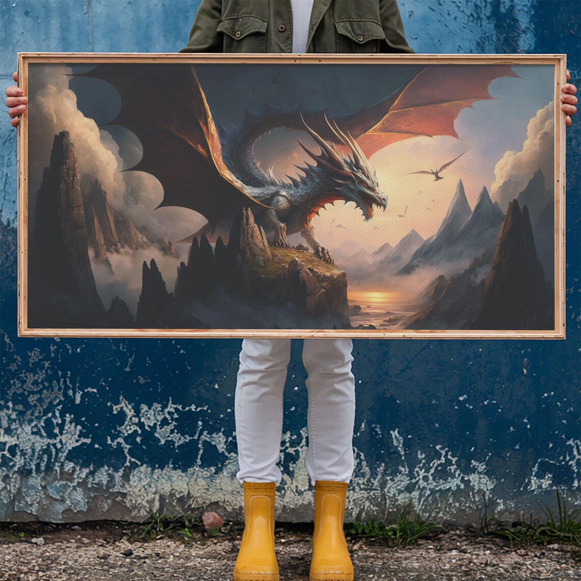 White Dragon On A Mountain Top, Fantasy Art - Image 6