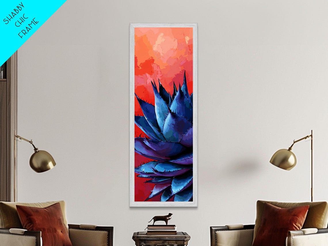 Blue Agave Against Fiery Orange Sunset Bold Botanical Art Poster - Image 5