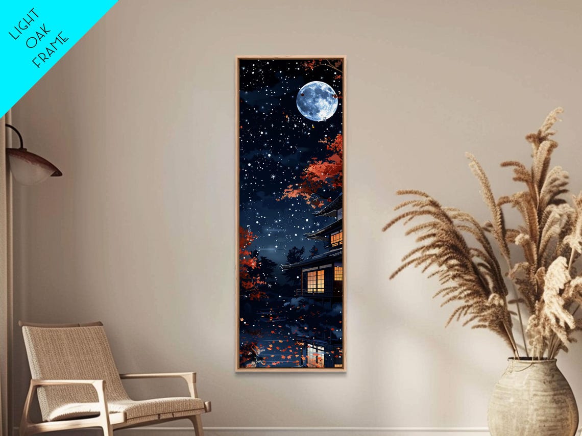 Starry Night Traditional Japanese Home Moonlit Sky Art Print - Image 6