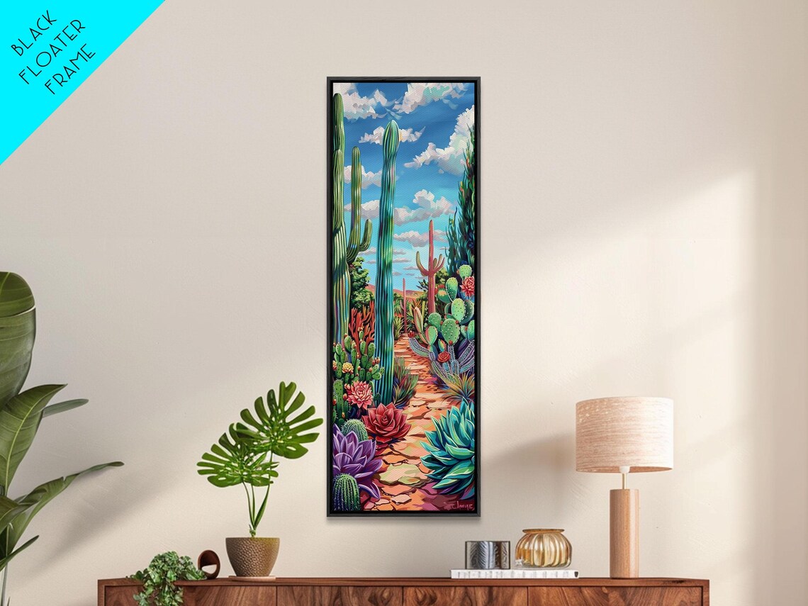 Desert Botanical Garden Saguaro Cactus Succulent Colorful Art Poster - Image 5