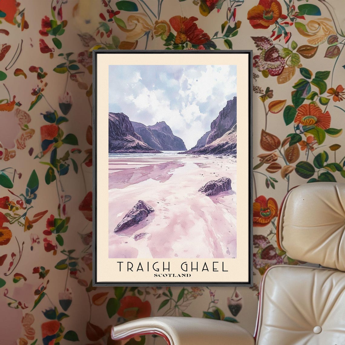 Traigh Ghael Scotland White Sand Beach Dramatic Mountains Poster
