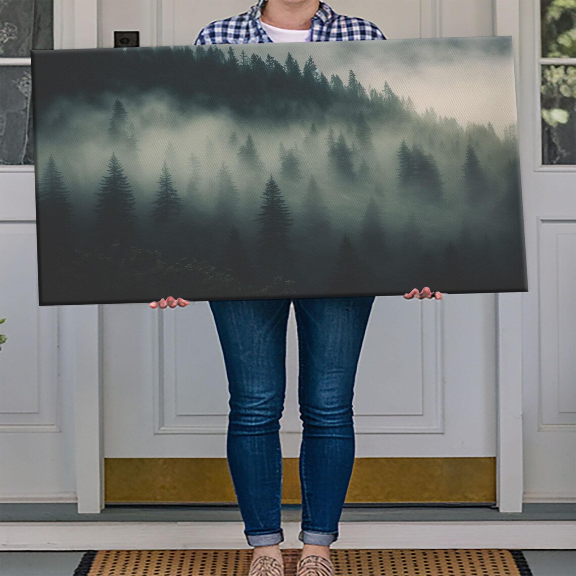 Foggy Pine Forest Canadian Forest Art Framed Print Farmhouse Decor Misty Forst Landscape - Image 3