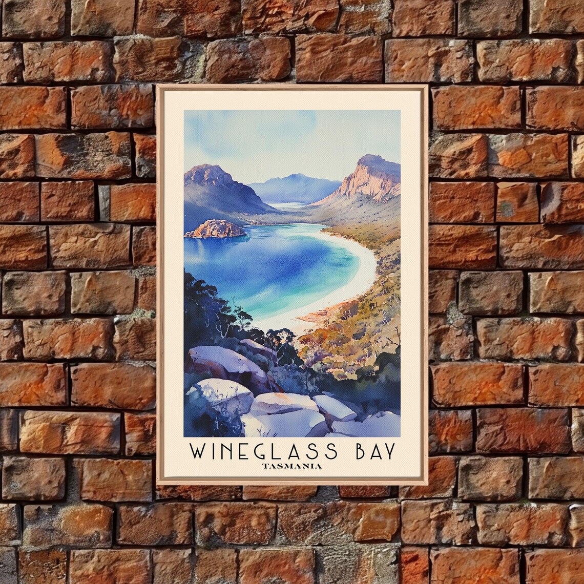 Wineglass Bay Tasmania Crescent Beach Blue Water Mountain View Poster - Image 4