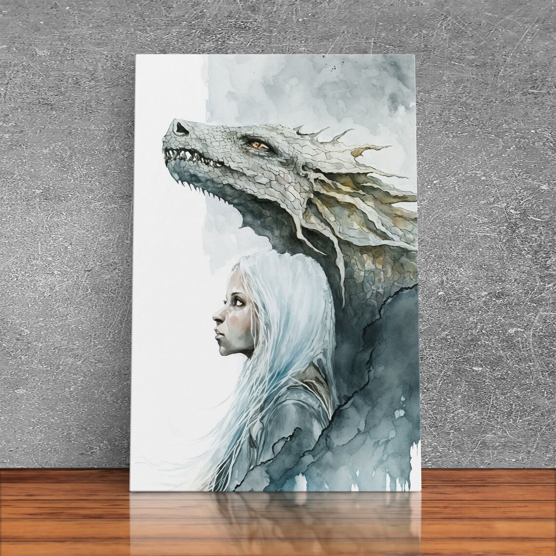 Girl and Her Dragon Fantasy Art Print, Gamer Decor