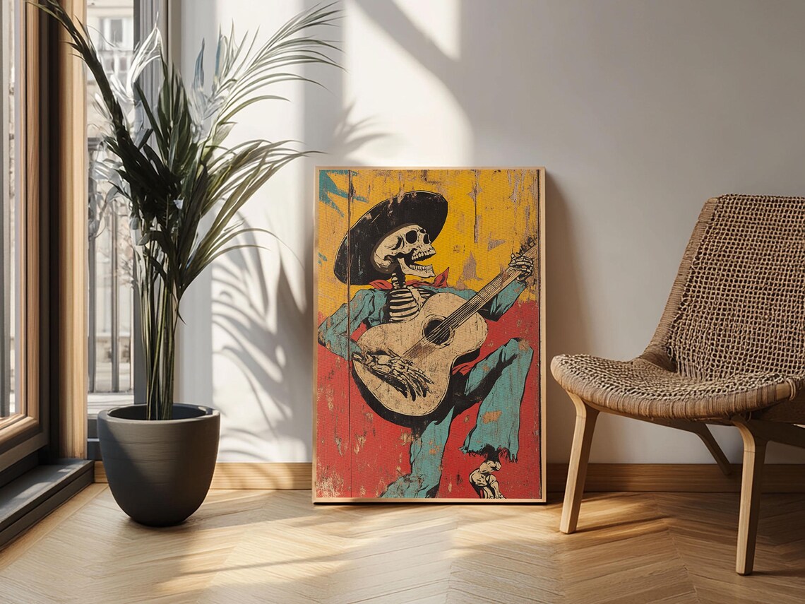 Haunted Skeleton Vaquero Cowboy, Chicano Art Print - Image 5