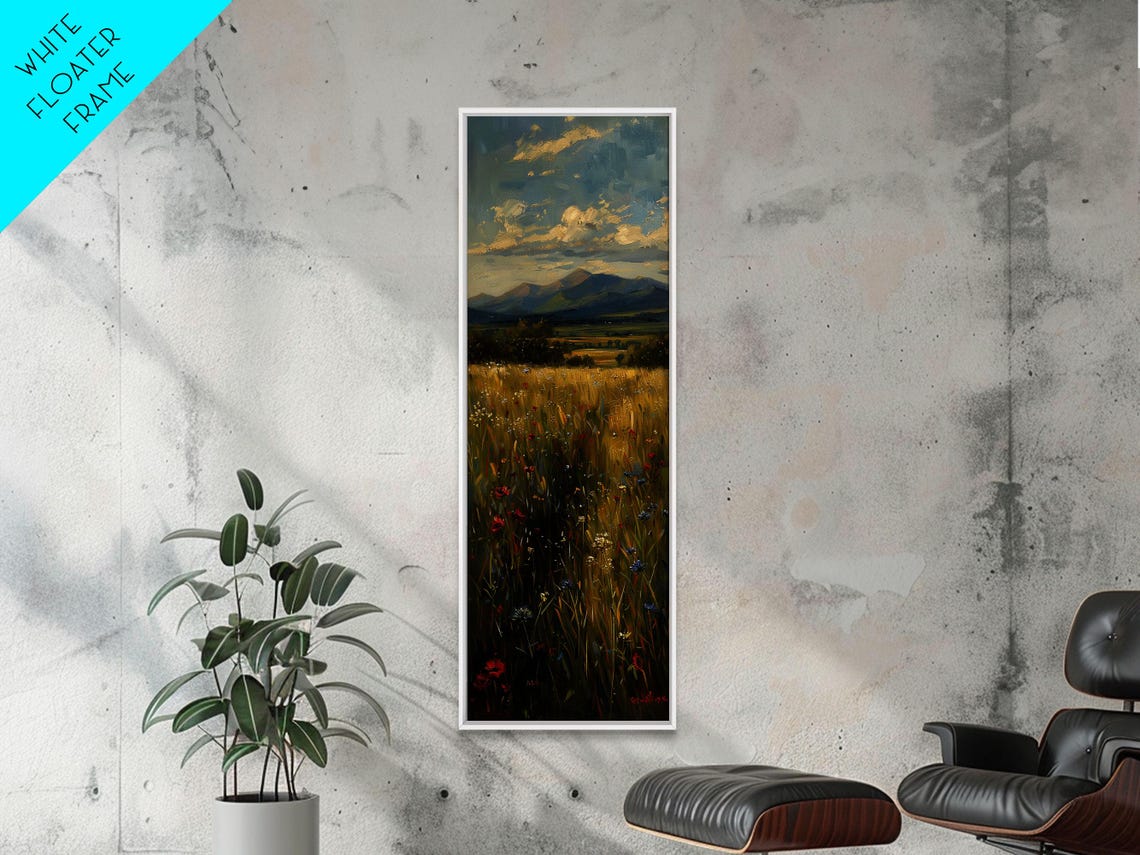 Wheat Fields At Sunset Framed Print Beautiful Wall Art Skinny Art Tall Art Statement Piece Living Room Decor - Image 3