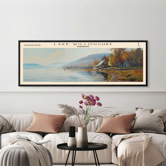Lake Willoughby Vermont Framed Print Lake House Decor Panoramic Wall Art Travel Poster Landscape Painting Living Room Decor