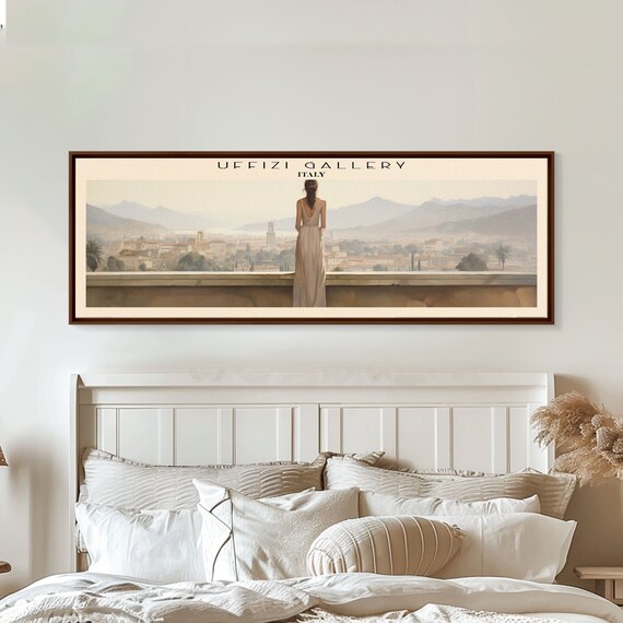 Uffizi Gallery Travel Print Wall Art Panoramic Travel Poster Retro Style Home Decor Wall Hanging Travel Gift Idea