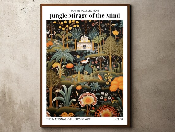Henri Rousseau Print Poster Tropical Decor Botanical Jungle Exhibition Animals Forest Vintage Wall Art