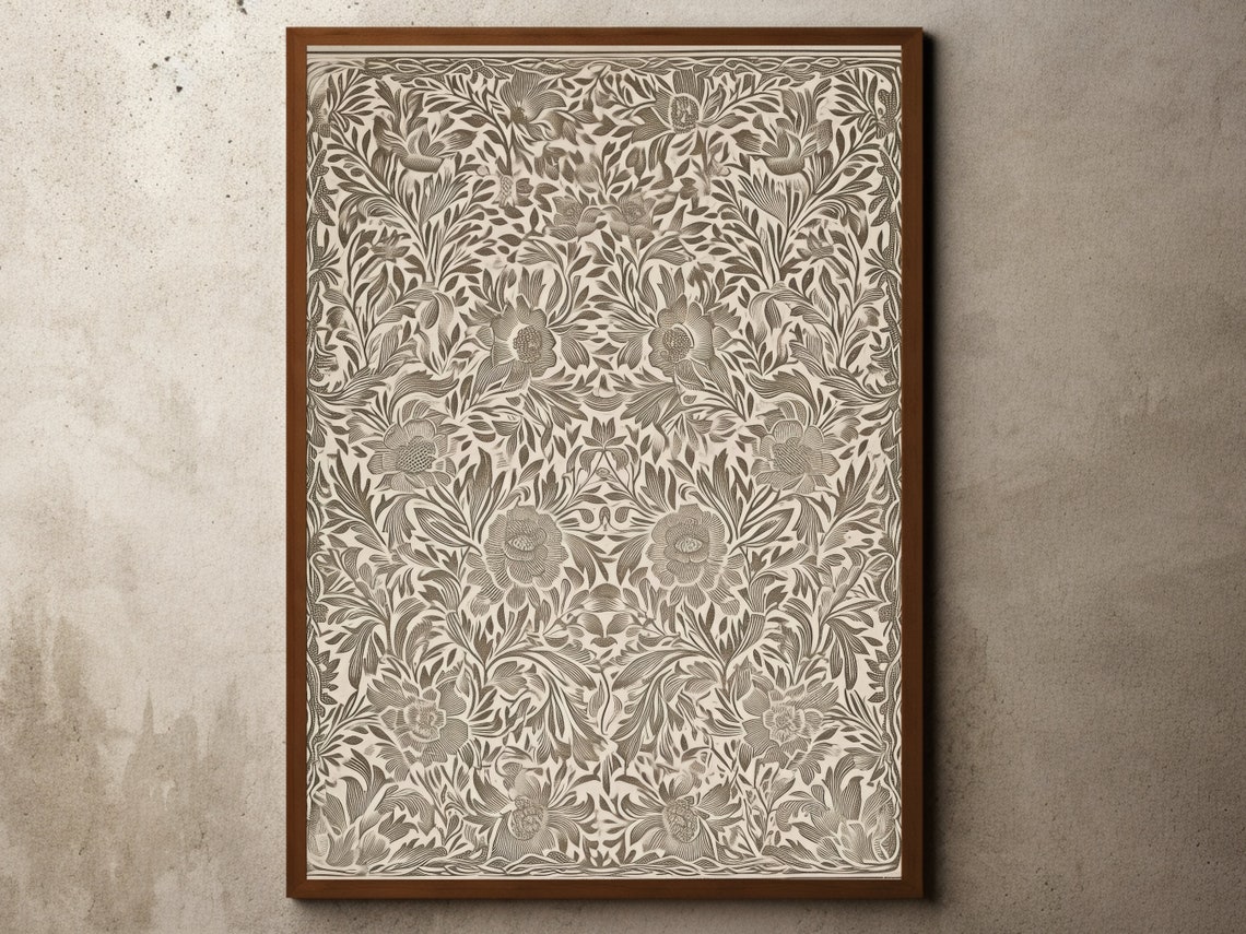 Vintage Floral Drawing Pattern Rustic Tapestry Botanical Poster