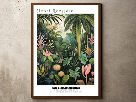 Henri Rousseau Print Poster Tropical Decor Botanical Jungle Exhibition Animals Forest Vintage Wall Art
