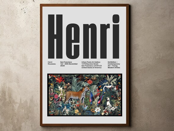 Henri Rousseau Print Poster Tropical Decor Botanical Jungle Exhibition Animals Forest Vintage Wall Art