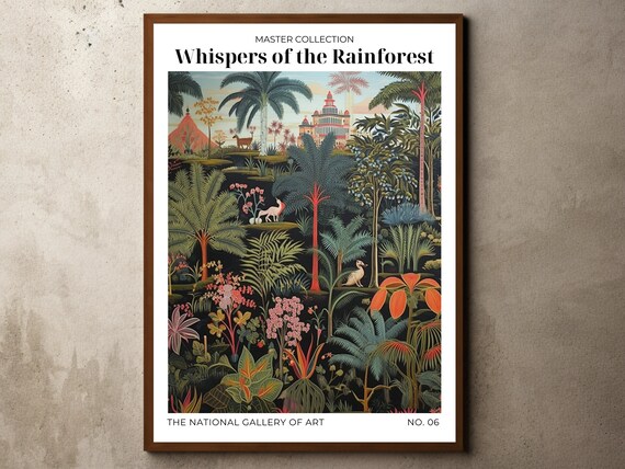 Henri Rousseau Print Poster Tropical Decor Botanical Jungle Exhibition Animals Forest Vintage Wall Art