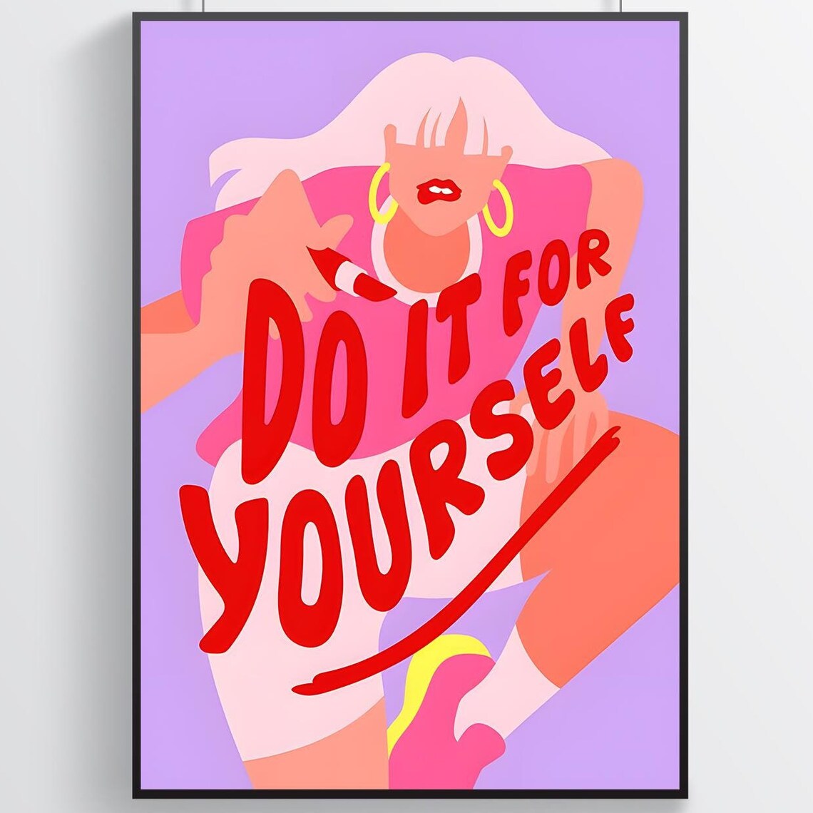 Do It For Yourself Empowering Woman Red Lipstick Quote Poster