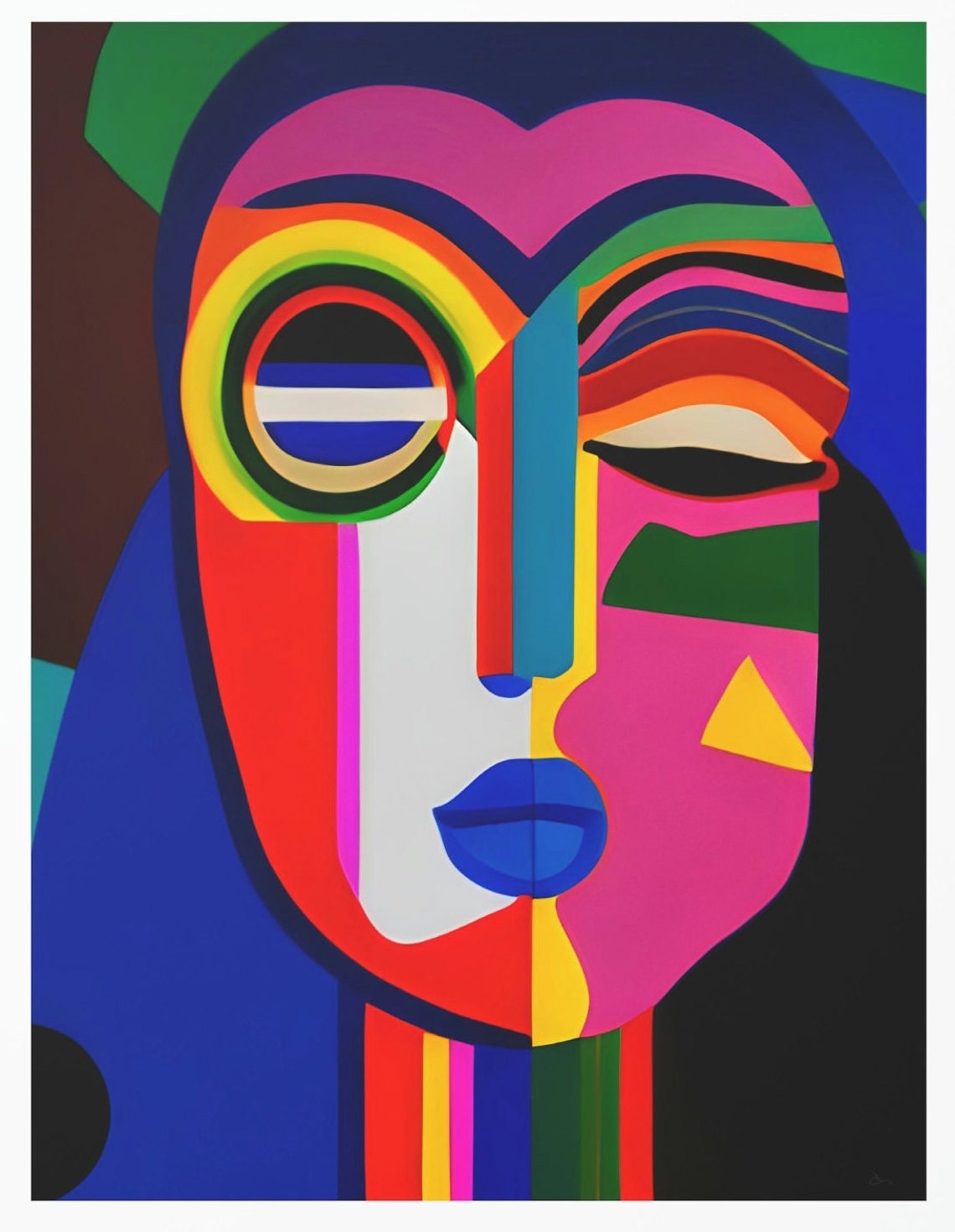 Allure Rainbow Eye Tribal Face Geometric Colorful Abstract Art Print - Image 3