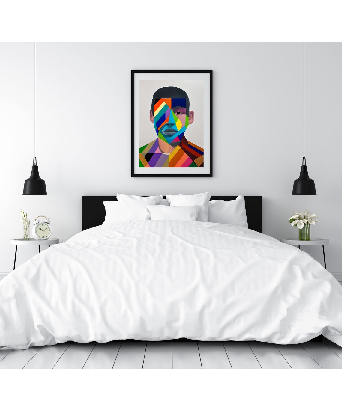 Vortex Geometric Triangle Portrait Colorful Man Abstract Print - Image 2