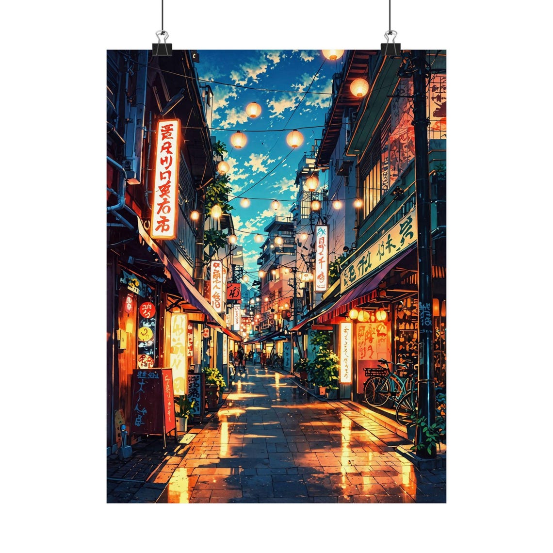 Tokyo Japan Neon Street Night Scene Anime Style Decor Wall Art - Image 3