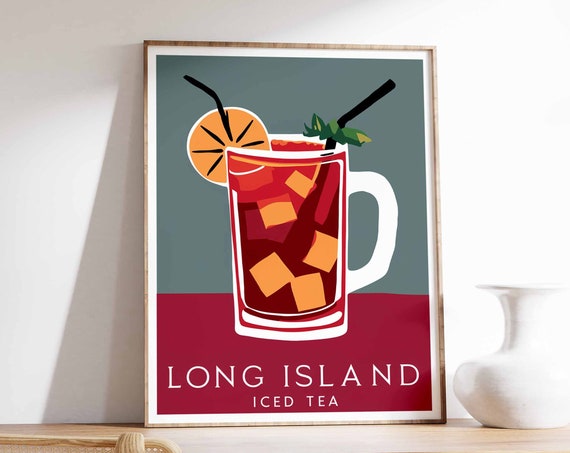 Long Island Iced Tea Poster Cocktail Art Print Cocktail Bar Art Kitchen Decor Kitchen Poster Drinks Art Restaurant Decor Cafe Decor
