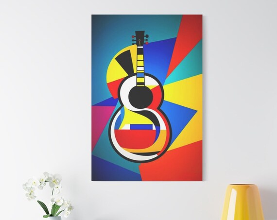 Colorful Cubist Guitar Geometric Abstract Music Art Bold Lines Poster