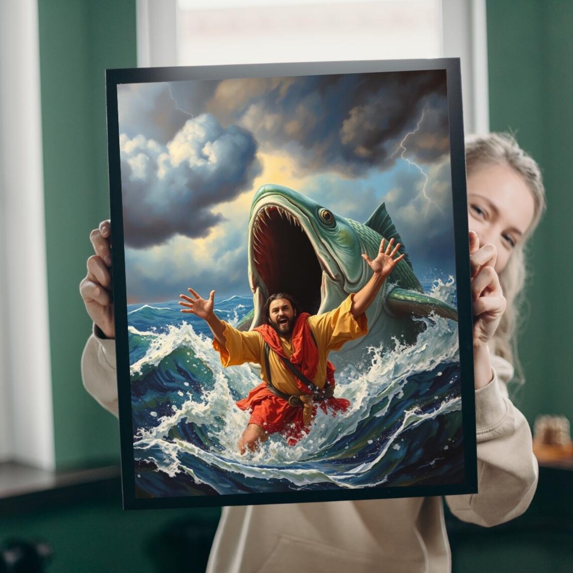 Jonah And The Whale Puzzle, Bible Story Poster