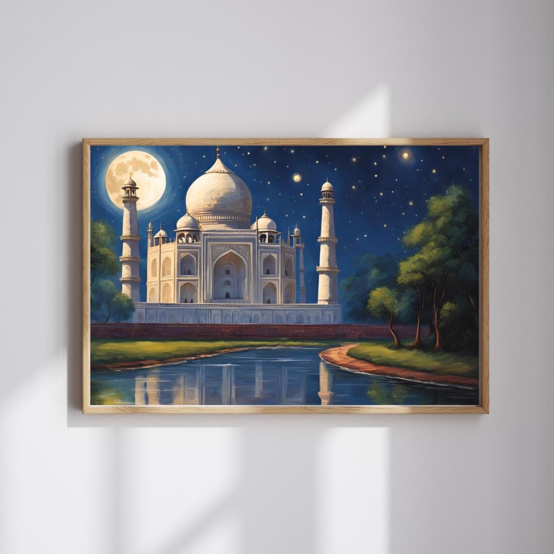 Taj Mahal Night Scene, Landmark Poster Print