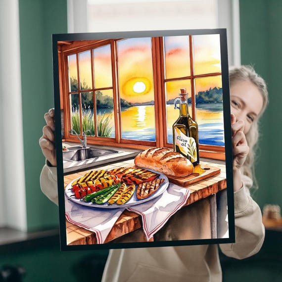 Sunset Kitchen Jigsaw Puzzle Serene Lake View Culinary Art 520piece