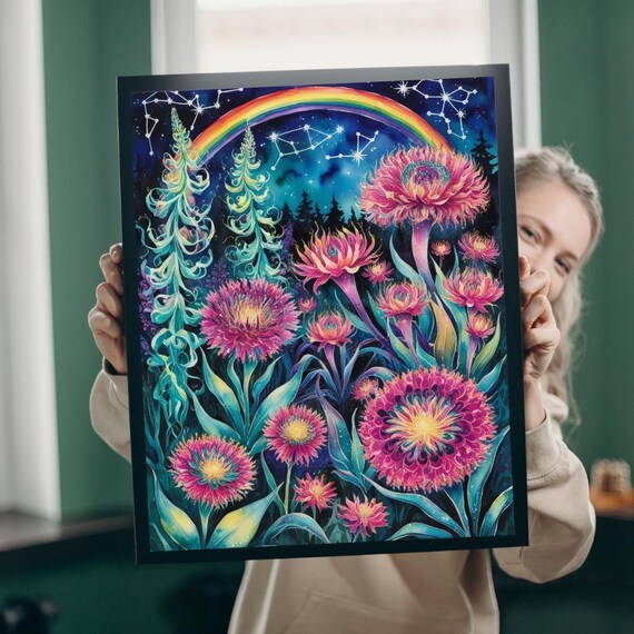 Trippy Flower Garden Poster Print