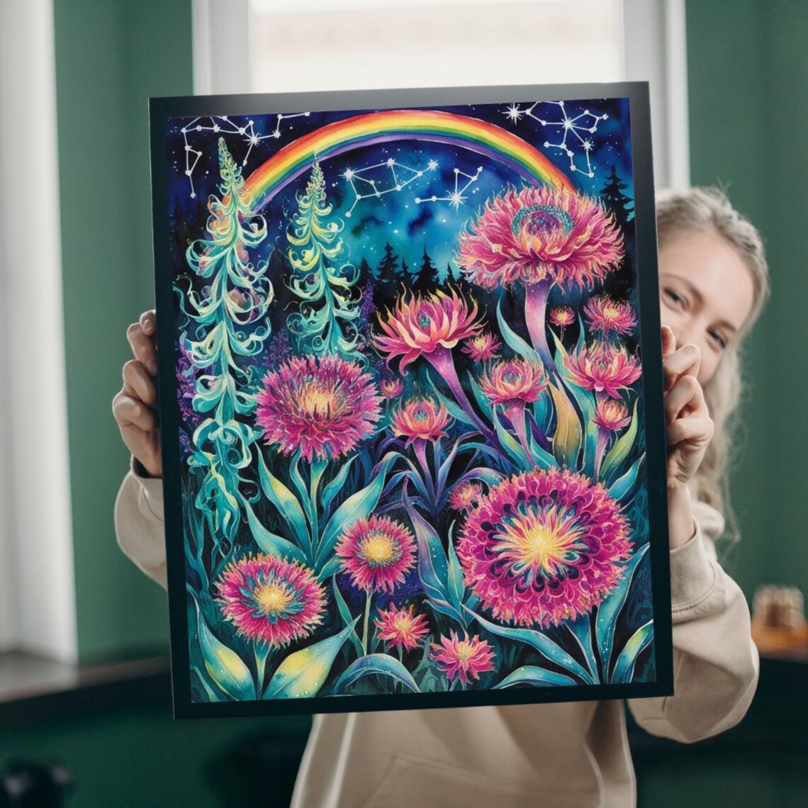 Trippy Flower Garden Poster Print