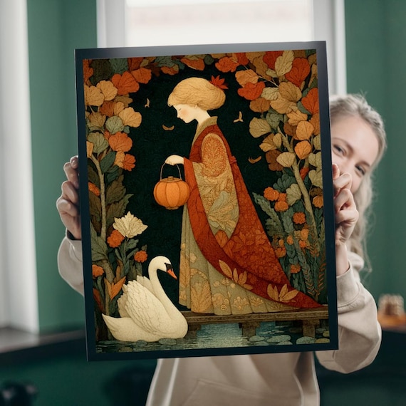 Autumn Bridge Art Print, Whimsical Fall Fairytale