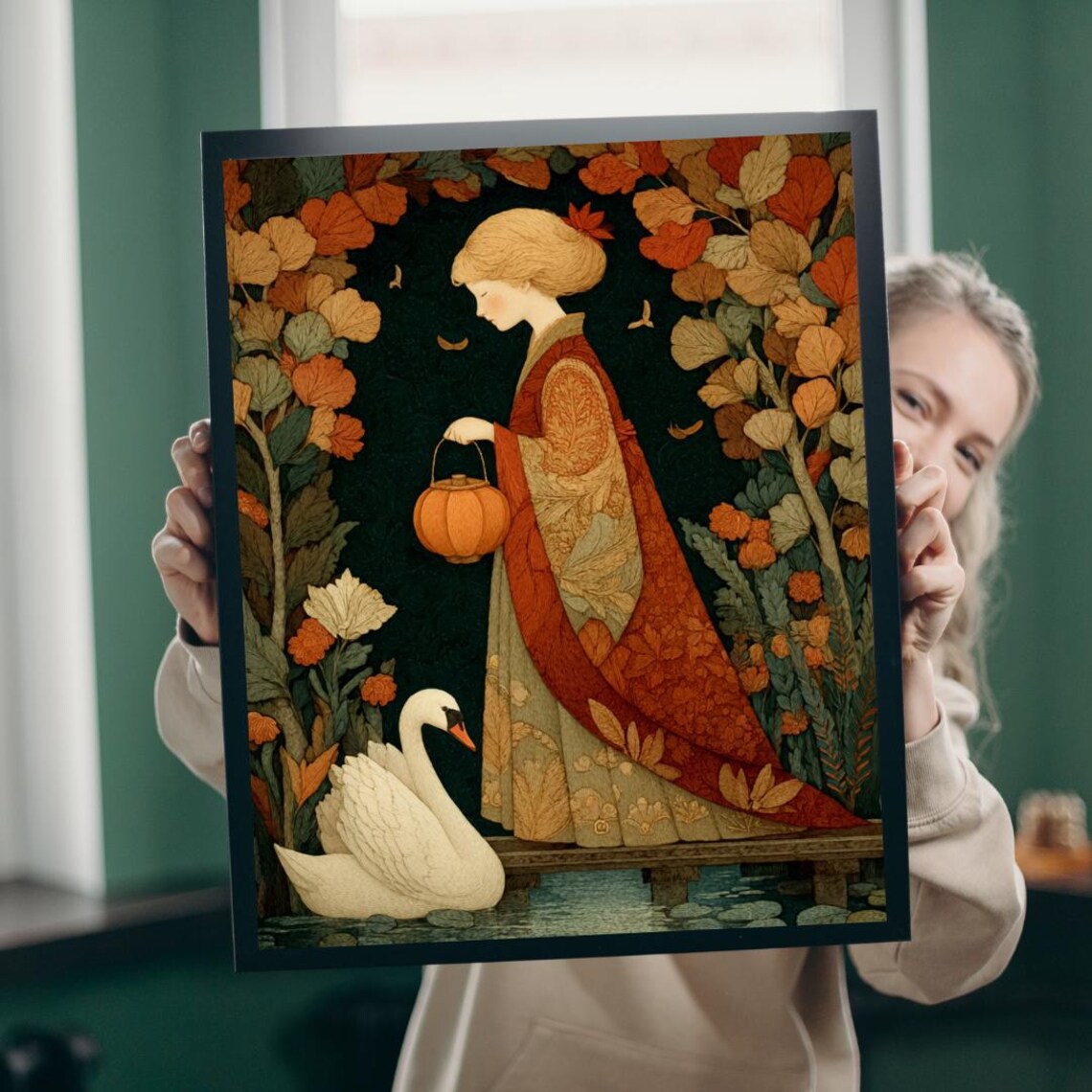 Autumn Bridge Art Print, Whimsical Fall Fairytale