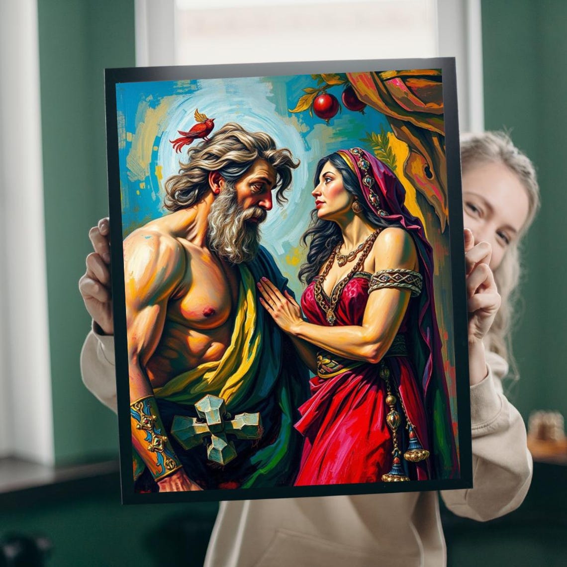 Samson And Delilah Biblical Story Classical Oil Painting Art Poster