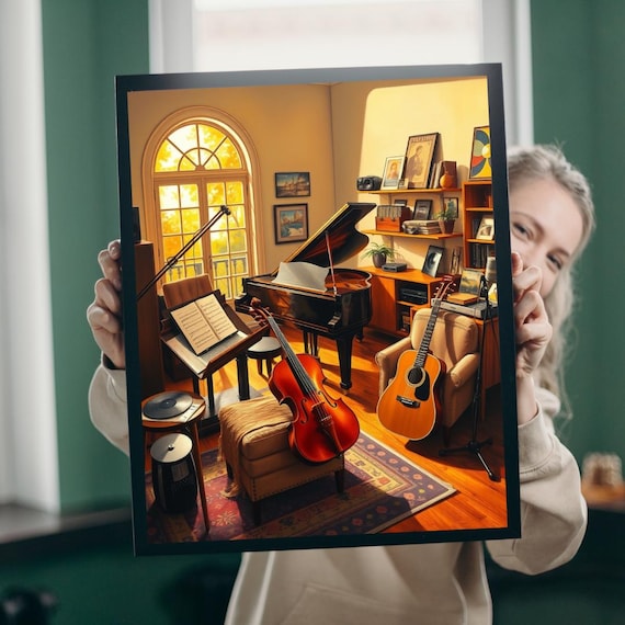 Music Room Jigsaw Puzzle, Grand Piano Violin Guitar