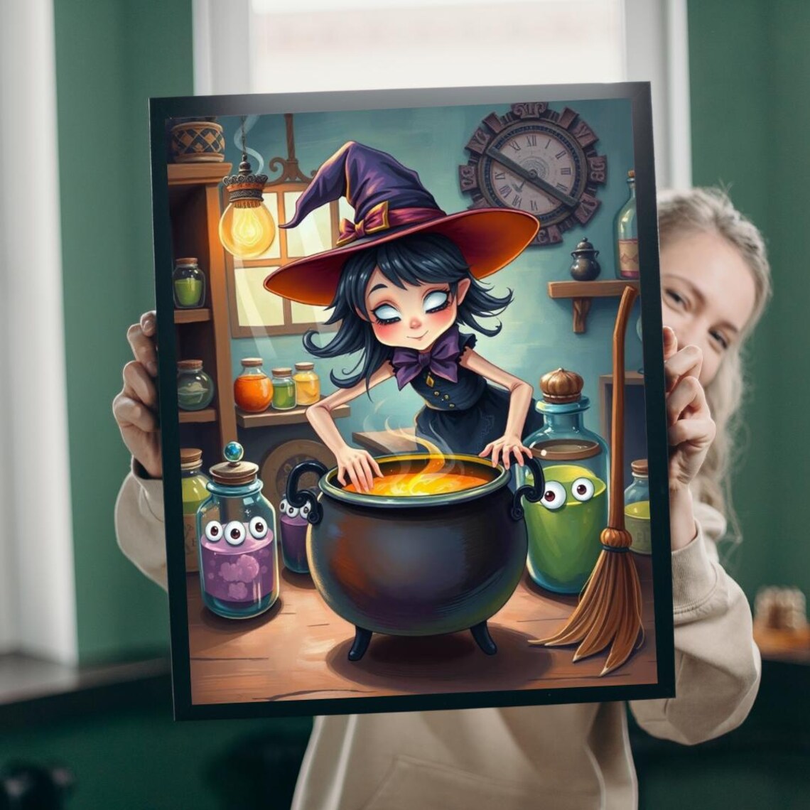 Whimsical Witch Jigsaw Puzzle Halloween Family Game Night