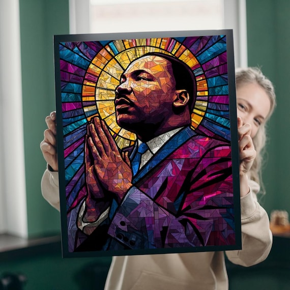 Colorful Praying Dr Martin Luther King Jr Stained Glass Poster