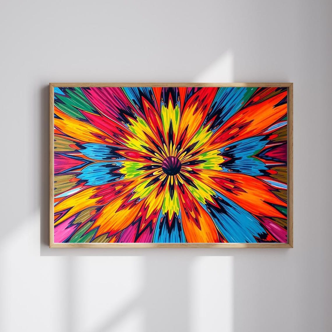 Vibrant Starburst Flower Abstract Modern Colorful Large Art Print