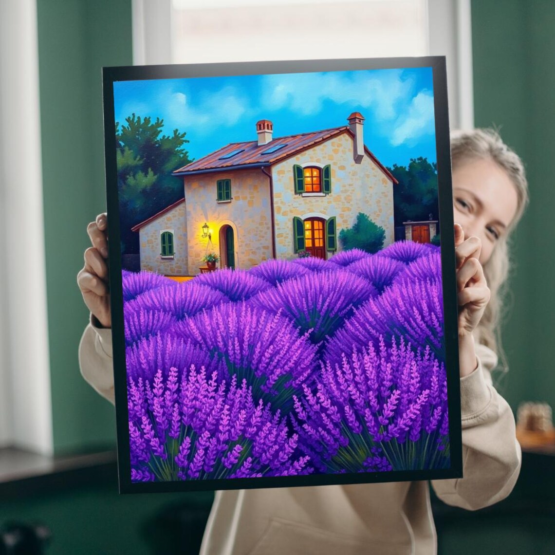 Lavender Fields Provence, Rustic Farmhouse Travel Poster