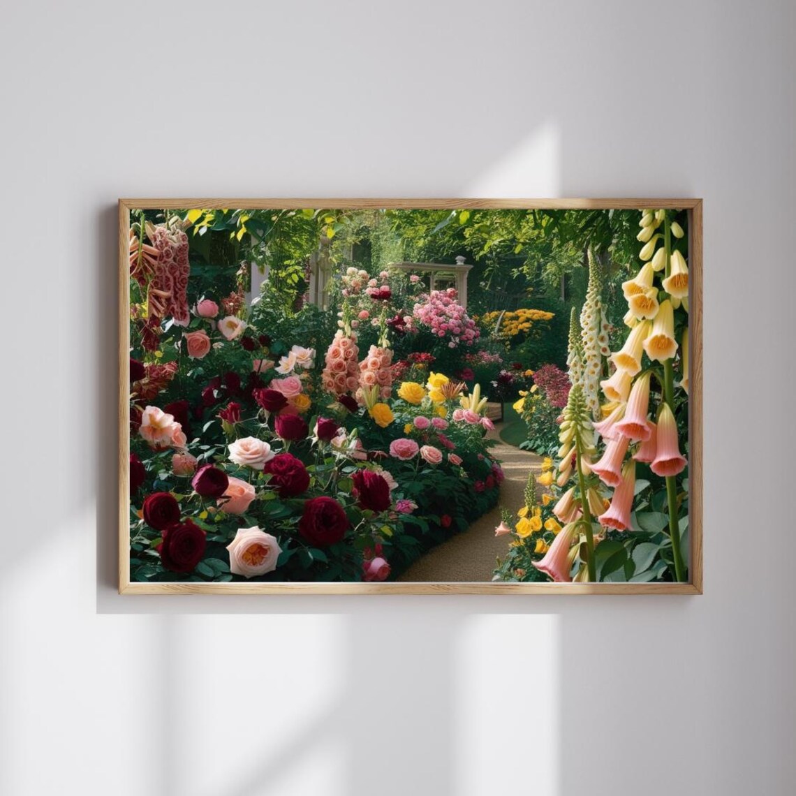 Floral Garden Poster Print, Relaxing Nature Scene