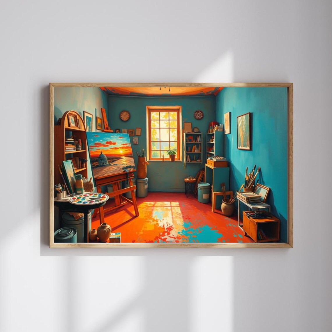 Colorful Artist Studio Interior Painting Art Print Creative Craft Room Scene